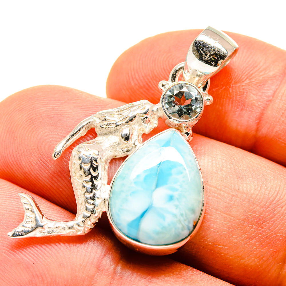 Larimar, Blue Topaz Pendants handcrafted by Anasilvercos - PD757744