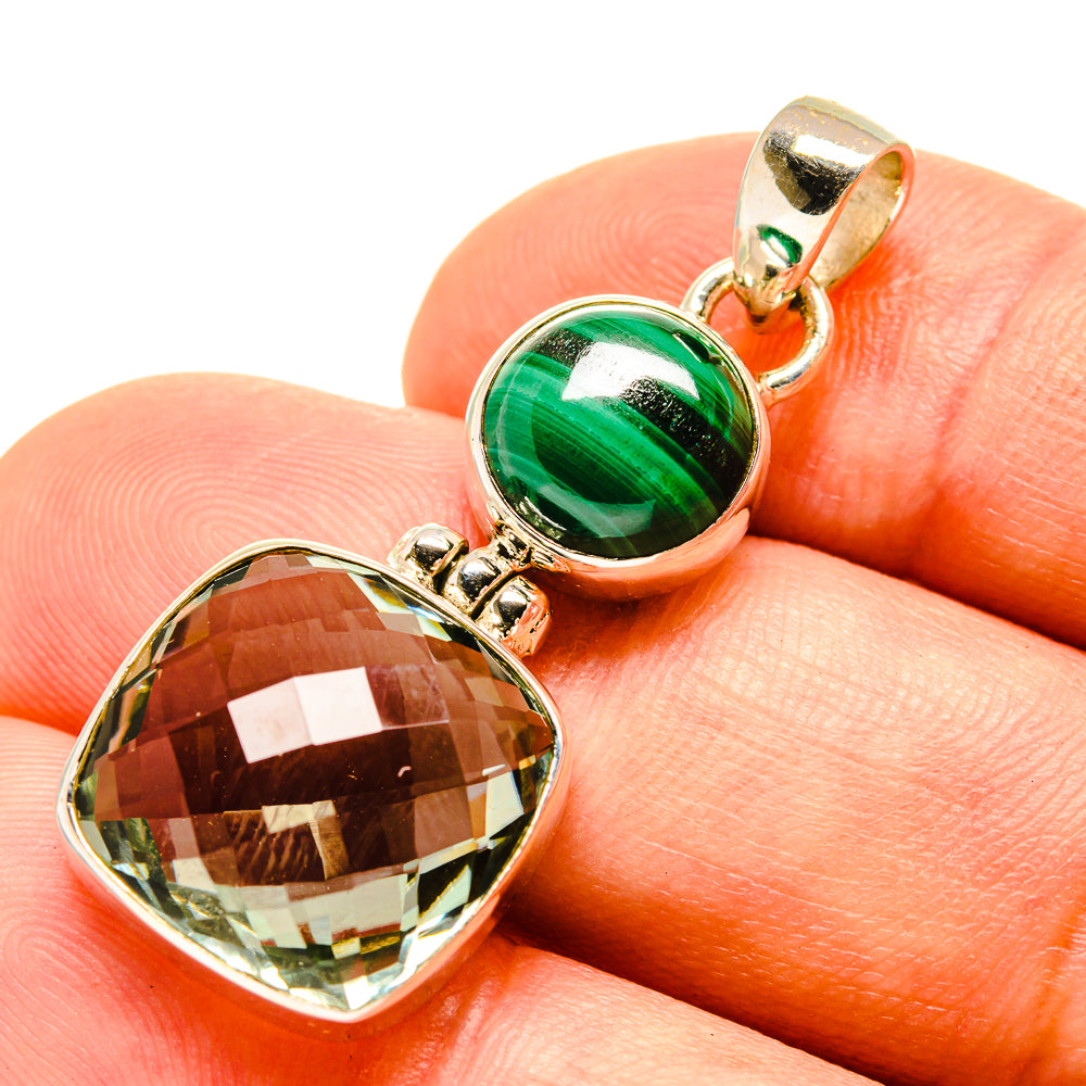 Green Amethyst, Malachite Pendants handcrafted by Anasilvercos - PD757751