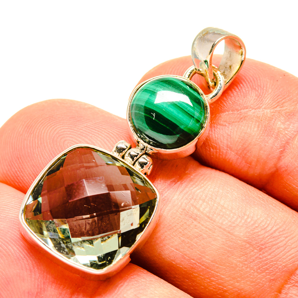 Green Amethyst, Malachite Pendants handcrafted by Anasilvercos - PD757752