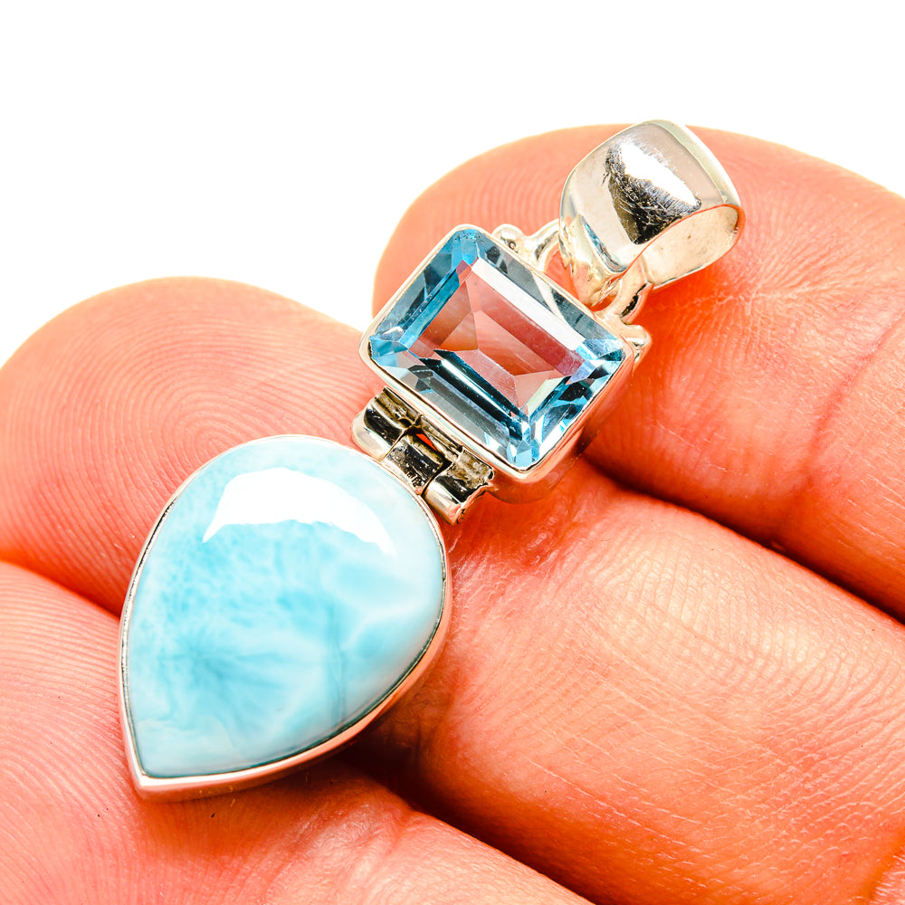Larimar, Blue Topaz Pendants handcrafted by Anasilvercos - PD757759