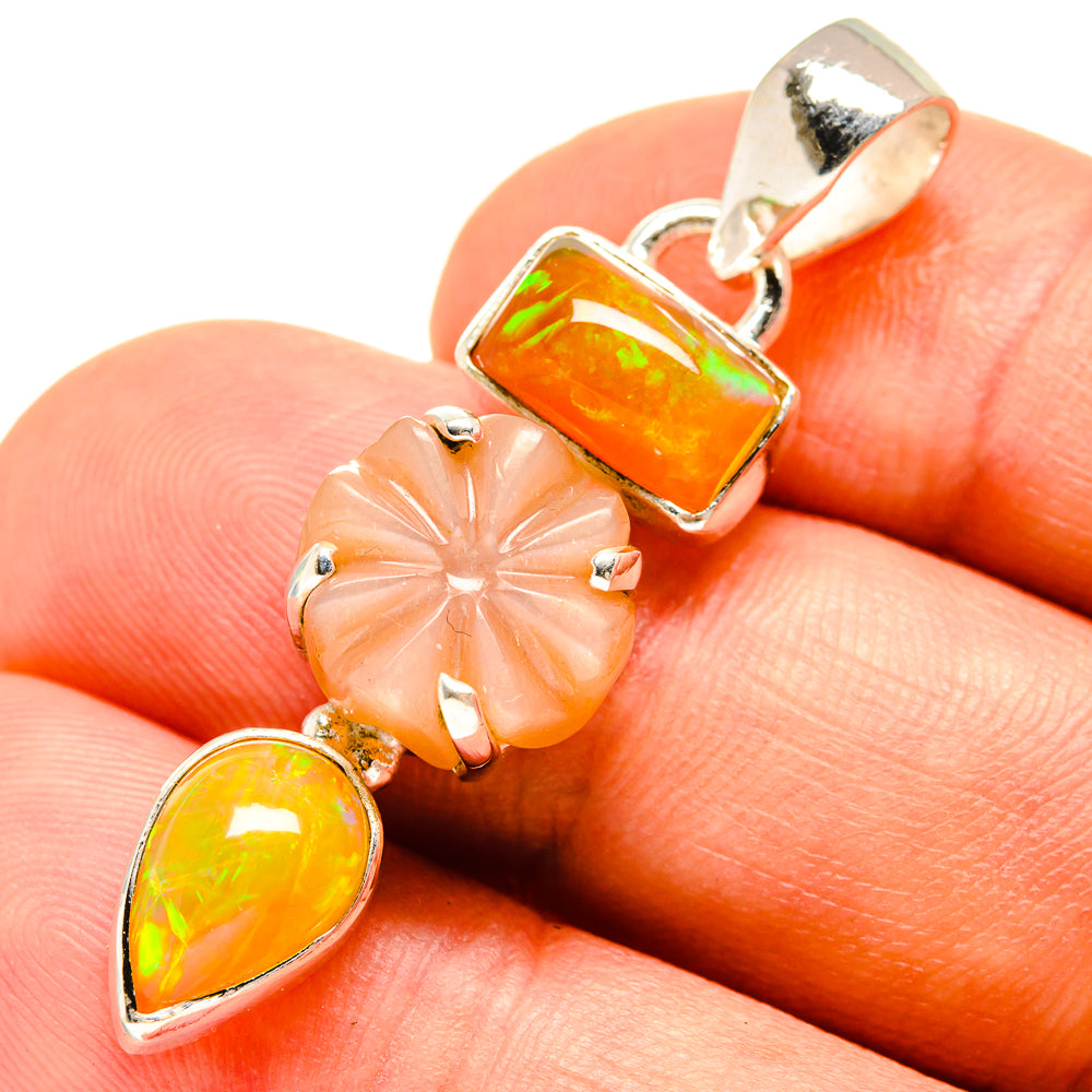 Peach Moonstone, Ethiopian Opal Pendants handcrafted by Anasilvercos - PD757762