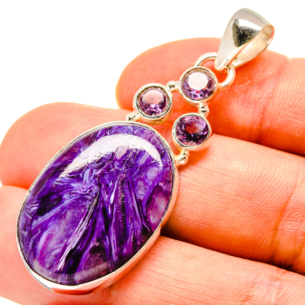 Charoite, Amethyst Pendants handcrafted by Anasilvercos - PD757768