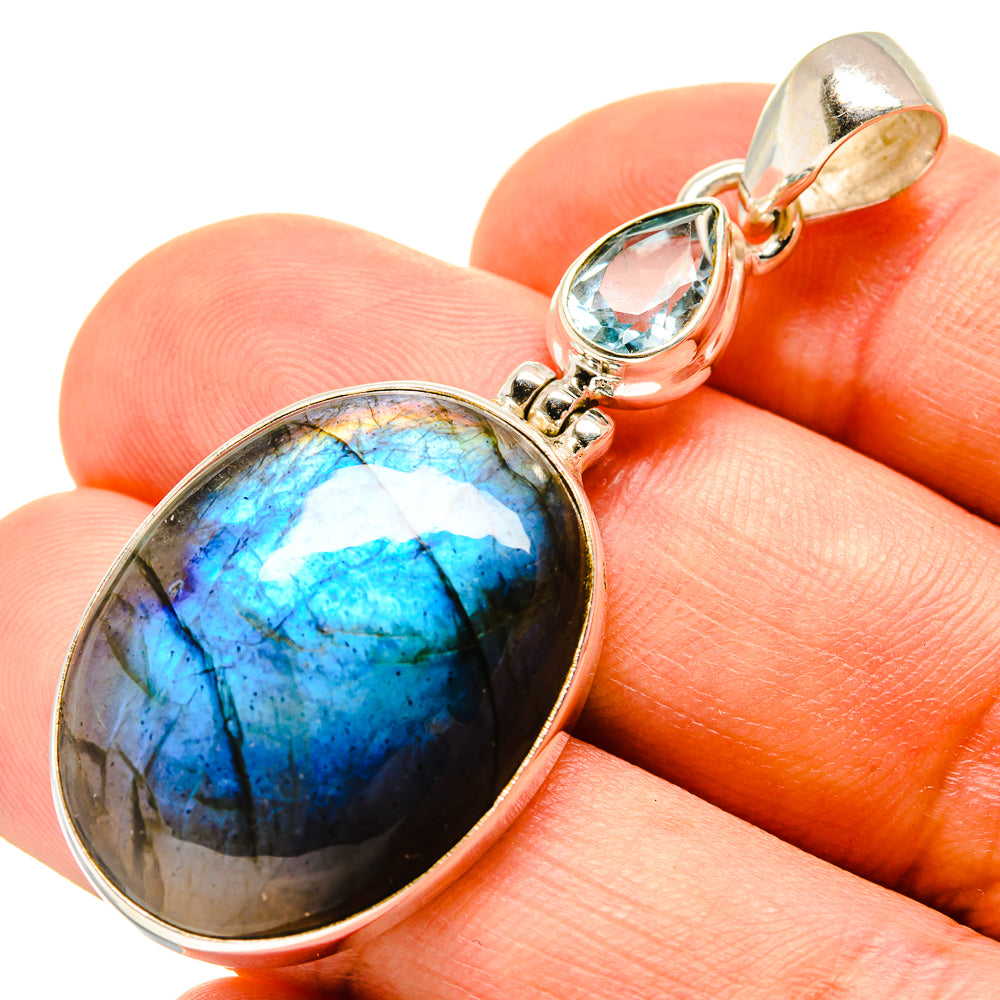 Labradorite, Blue Topaz Pendants handcrafted by Anasilvercos - PD757769