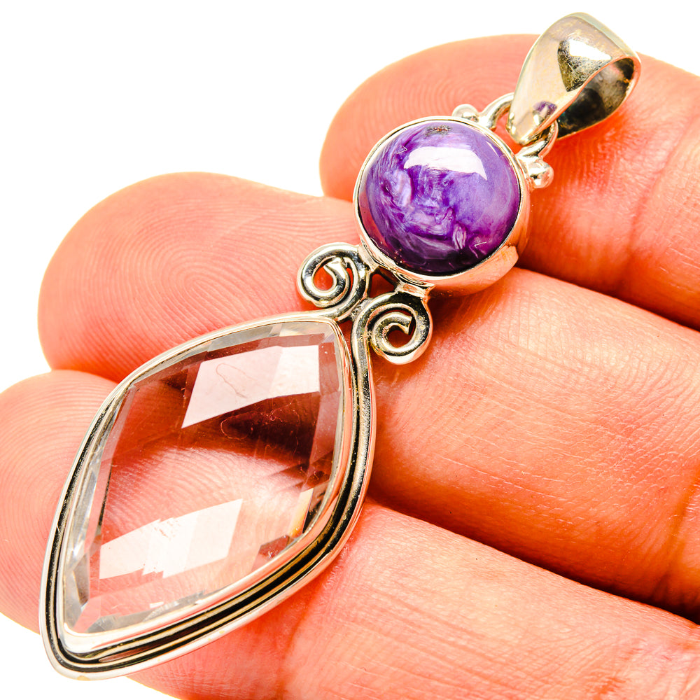 White Quartz, Charoite Pendants handcrafted by Anasilvercos - PD757770