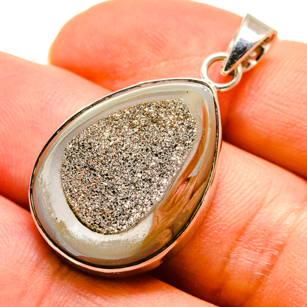 Pyrite Druzy Pendants handcrafted by Anasilvercos - PD757773