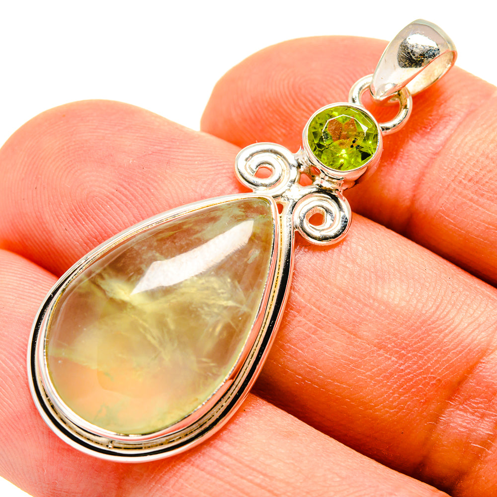 Prehnite, Peridot Pendants handcrafted by Anasilvercos - PD757801