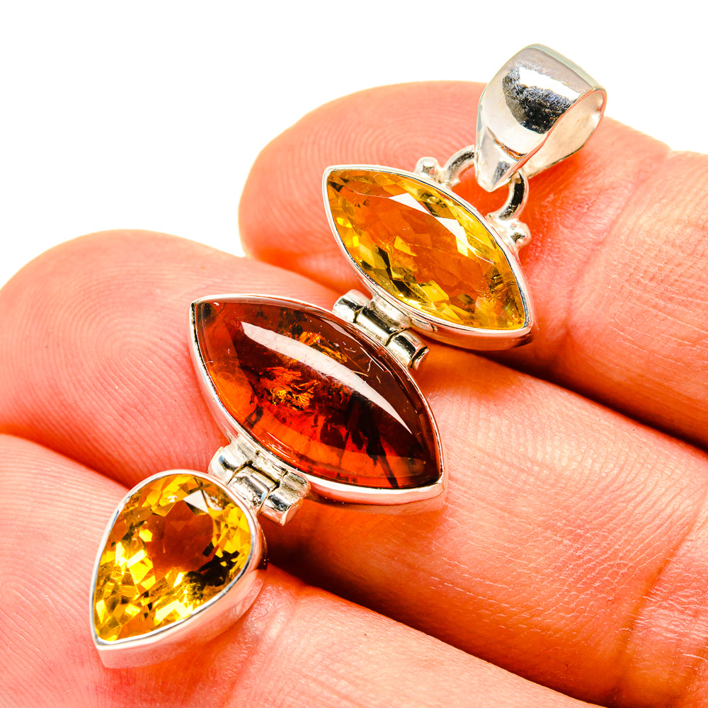 Baltic Amber, Citrine Pendants handcrafted by Anasilvercos - PD757804