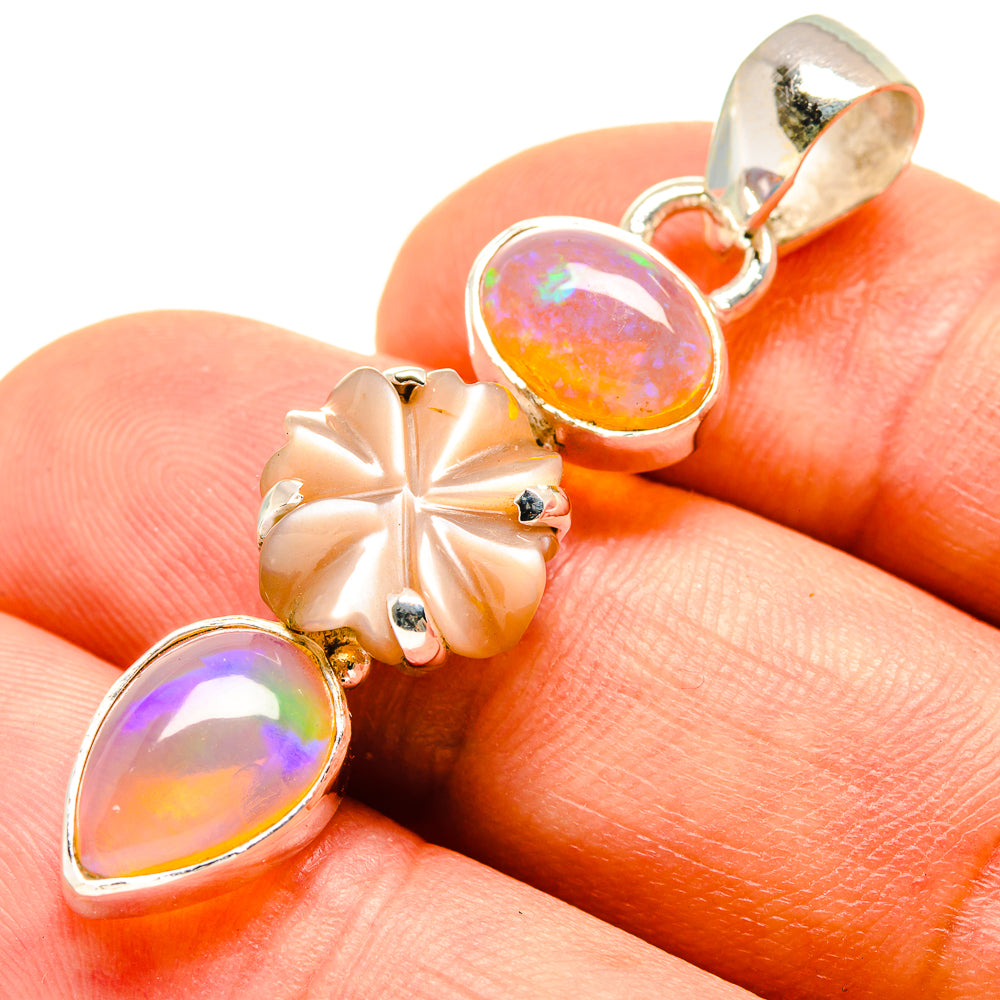 Peach Moonstone, Ethiopian Opal Pendants handcrafted by Anasilvercos - PD757809