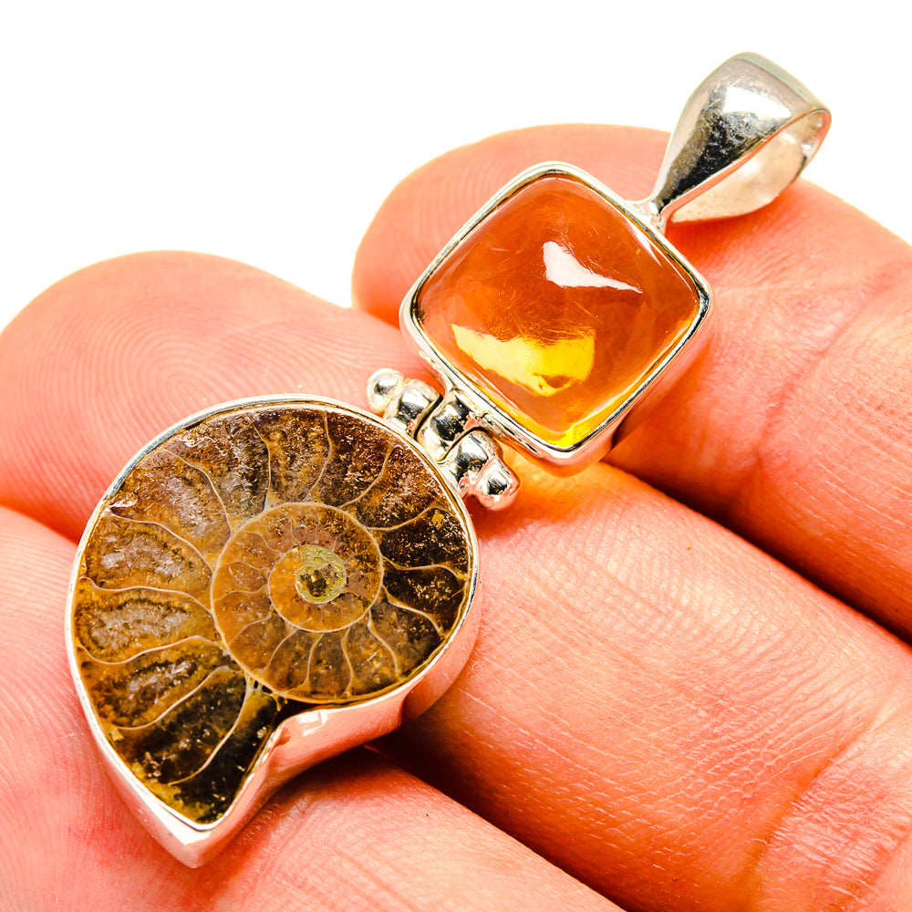 Ammonite Fossil, Citrine Pendants handcrafted by Anasilvercos - PD757813