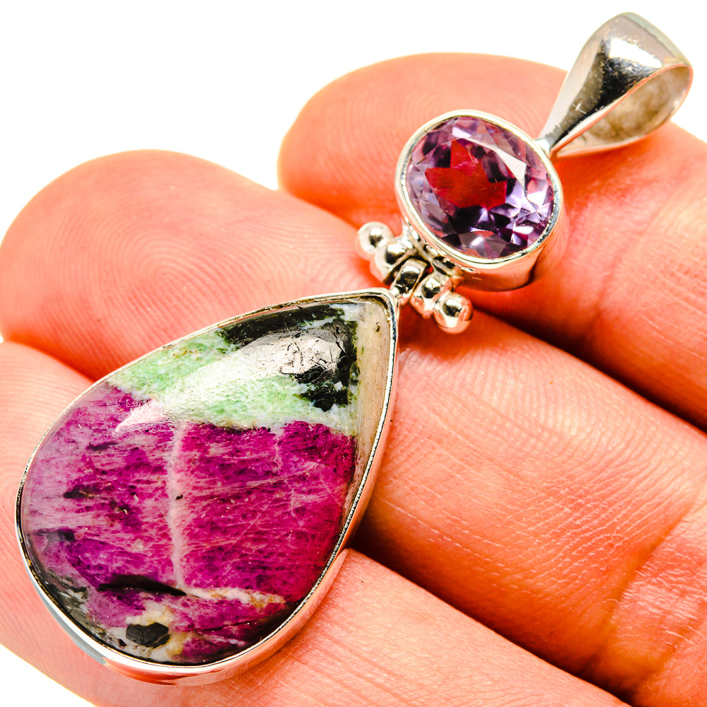 Ruby Zoisite, Amethyst Pendants handcrafted by Anasilvercos - PD757816