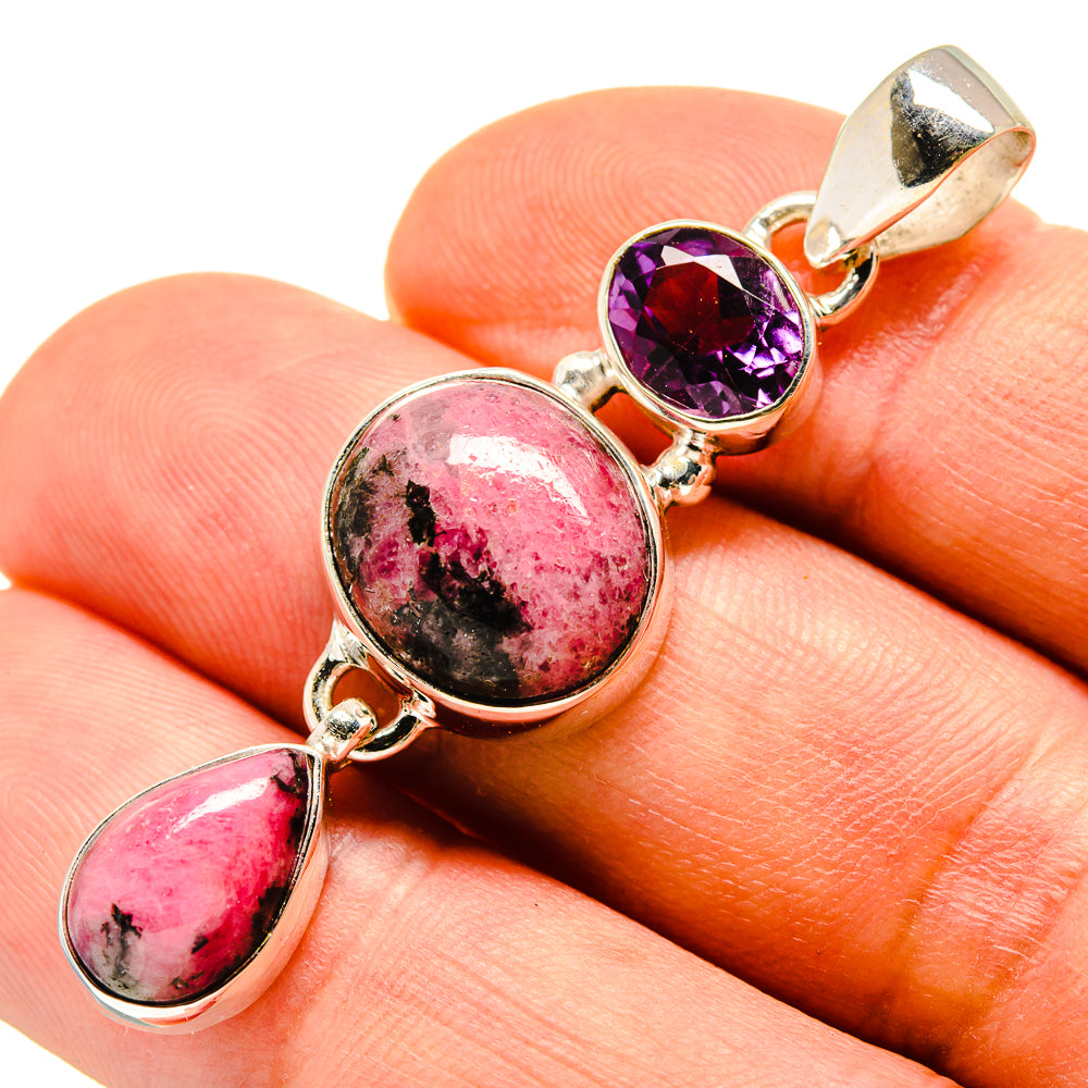 Rhodonite, Amethyst Pendants handcrafted by Anasilvercos - PD757818