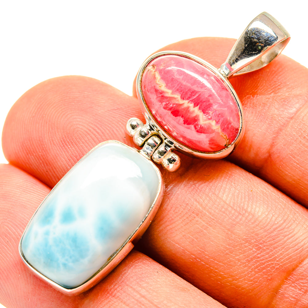 Larimar, Rhodochrosite Pendants handcrafted by Anasilvercos - PD757820