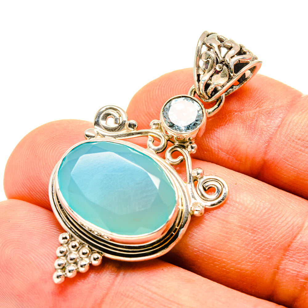 Aqua Chalcedony Pendants handcrafted by Anasilvercos - PD757829