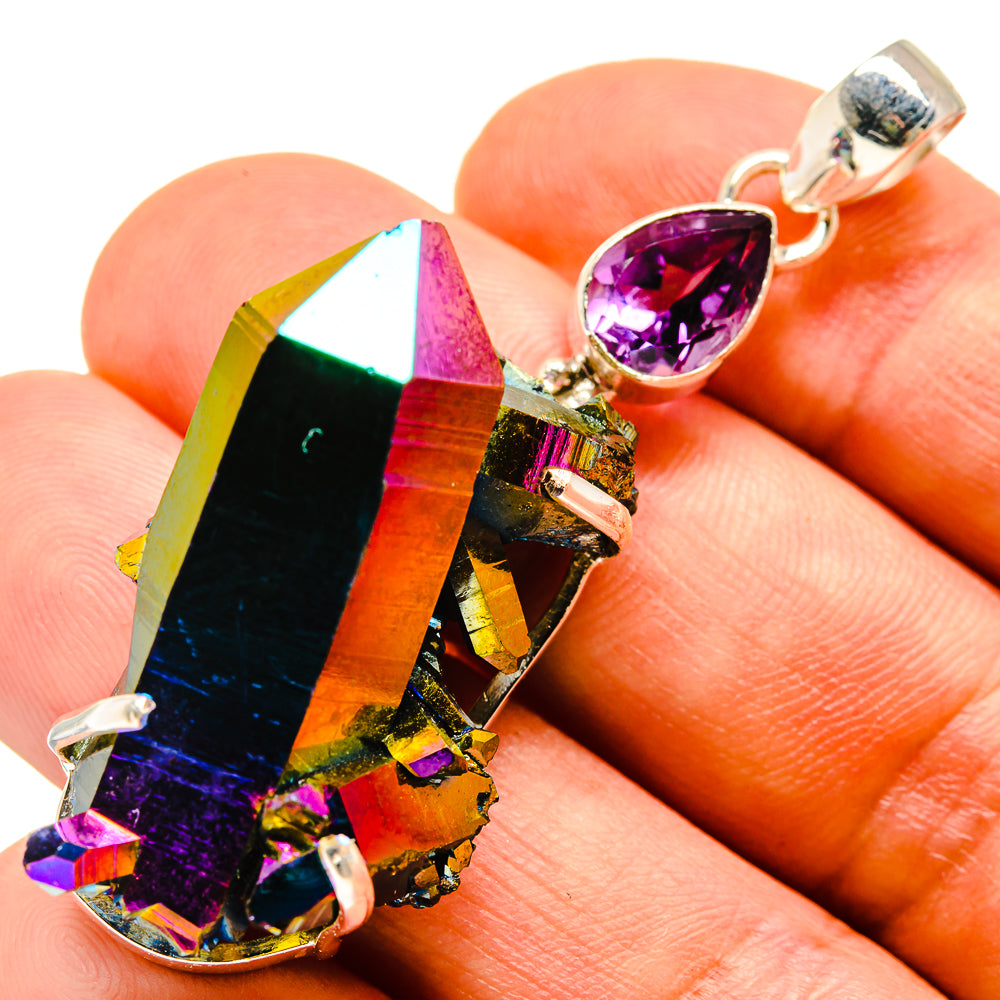 Titanium Sunshine Druzy Pendants handcrafted by Anasilvercos - PD757860