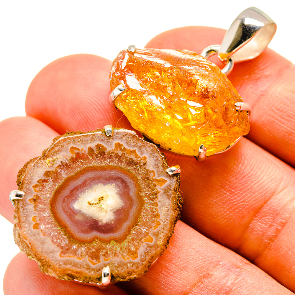 Orange Solar Quartz Pendants handcrafted by Anasilvercos - PD757864
