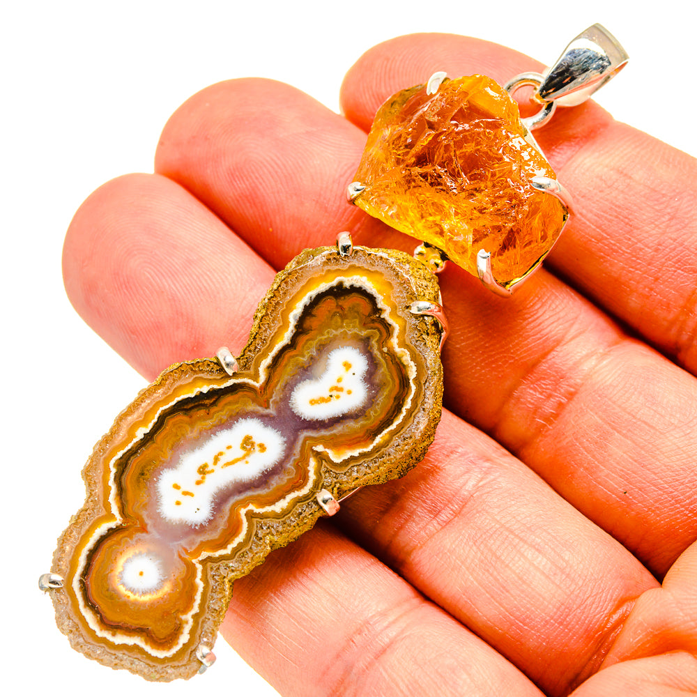 Orange Solar Quartz Pendants handcrafted by Anasilvercos - PD757875