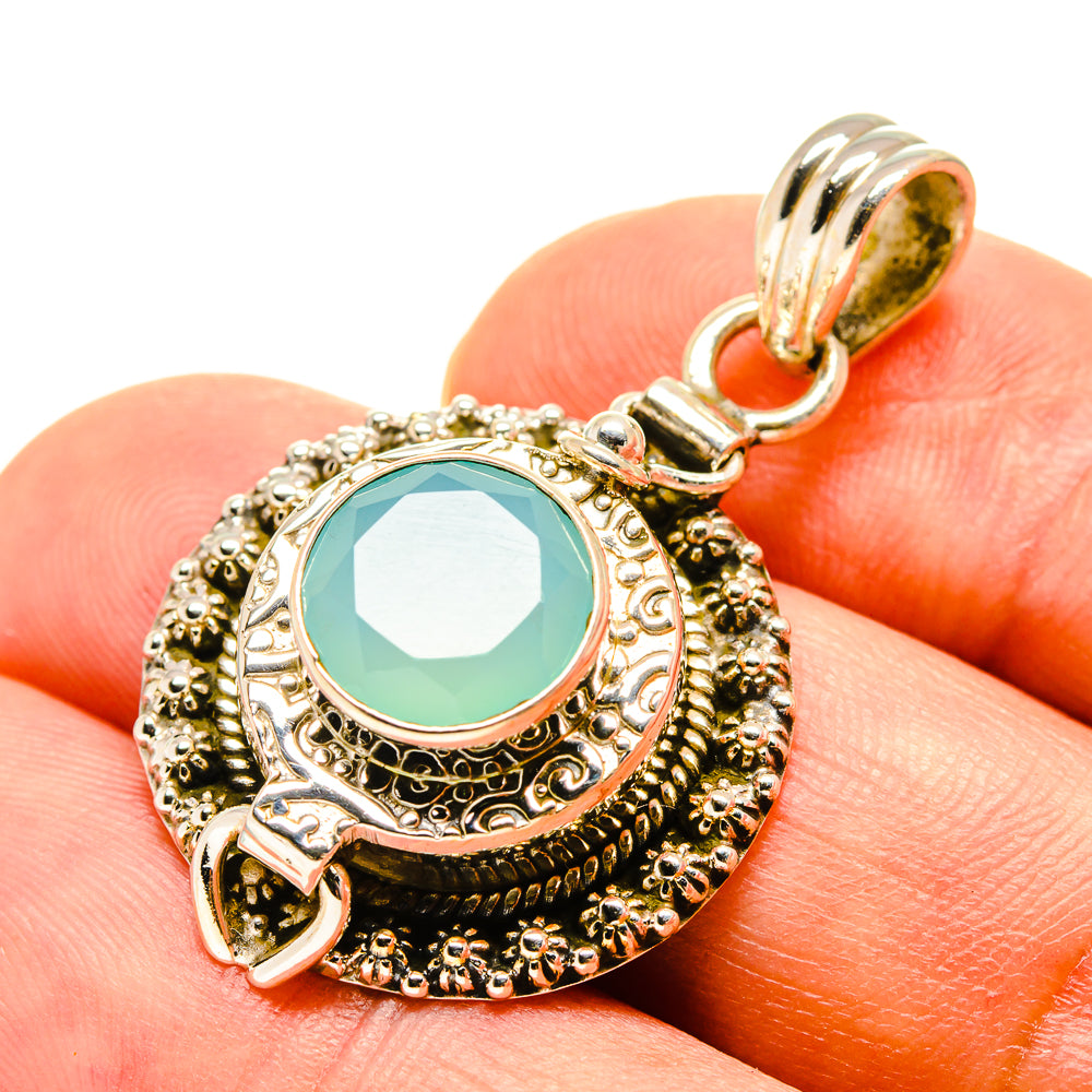 Aqua Chalcedony Pendants handcrafted by Anasilvercos - PD757904