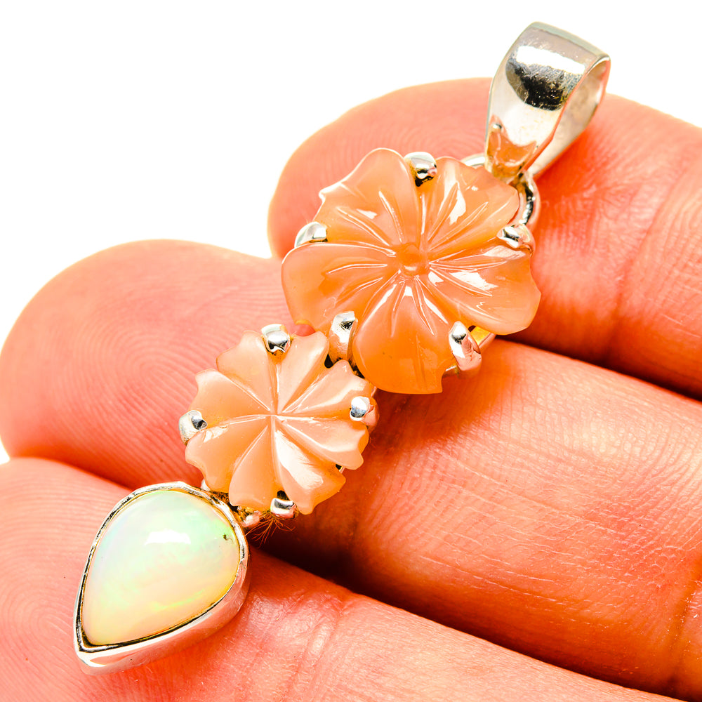Peach Moonstone Pendants handcrafted by Anasilvercos - PD757921