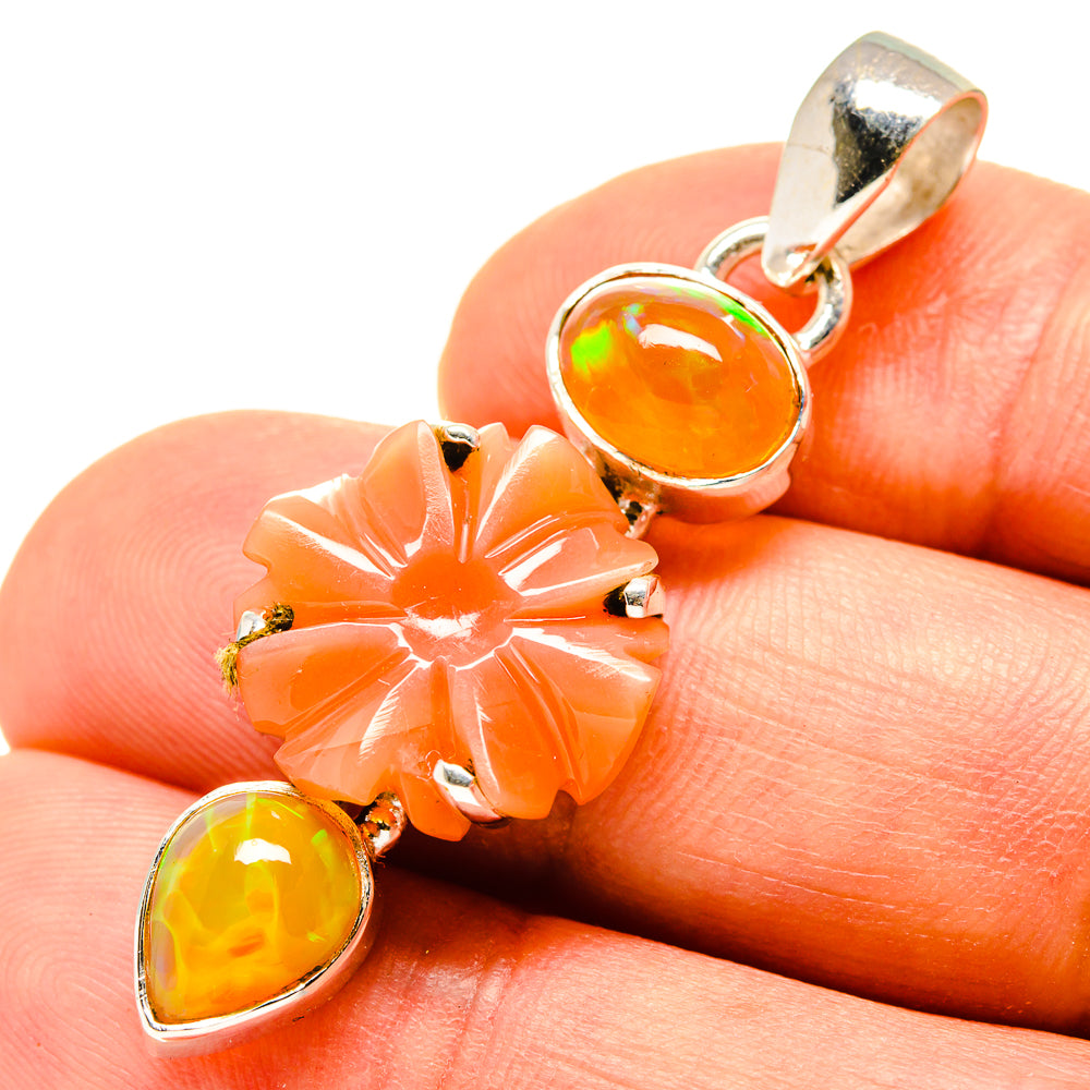 Peach Moonstone Pendants handcrafted by Anasilvercos - PD757922