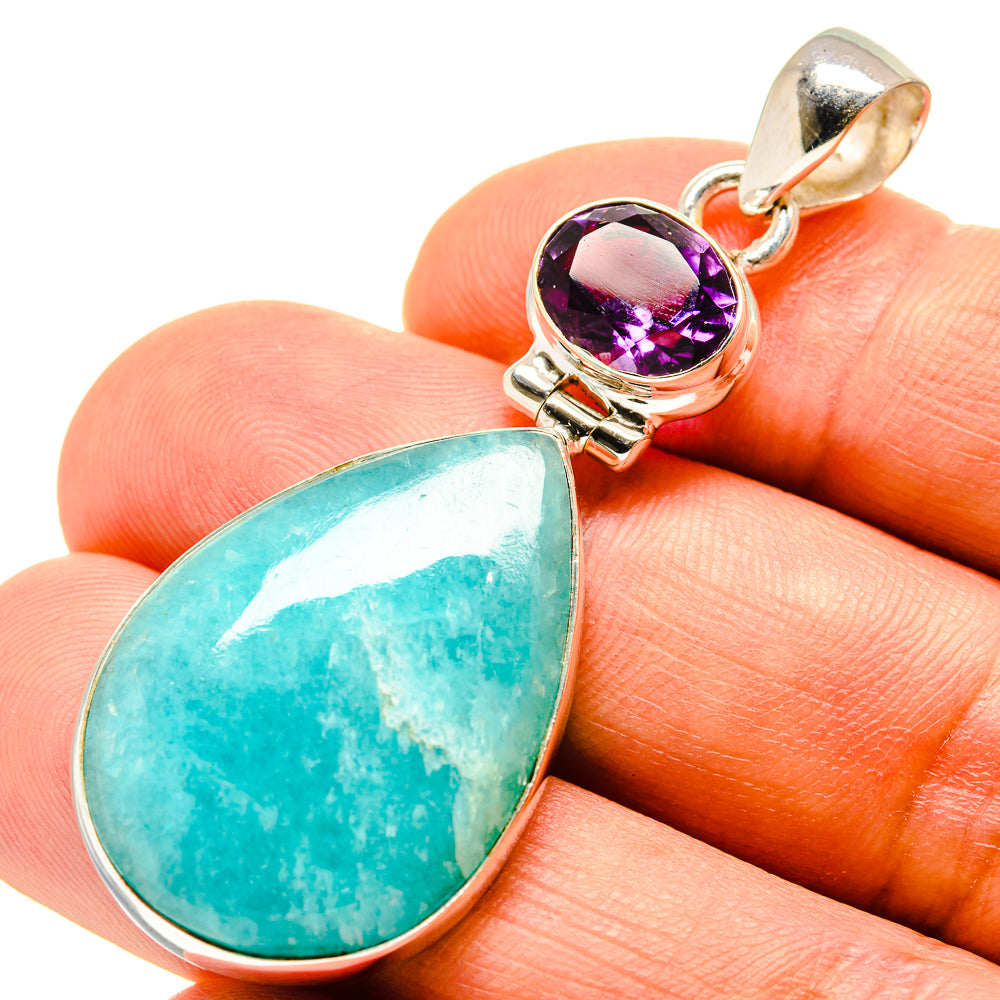 Peruvian Amazonite Pendants handcrafted by Anasilvercos - PD757963