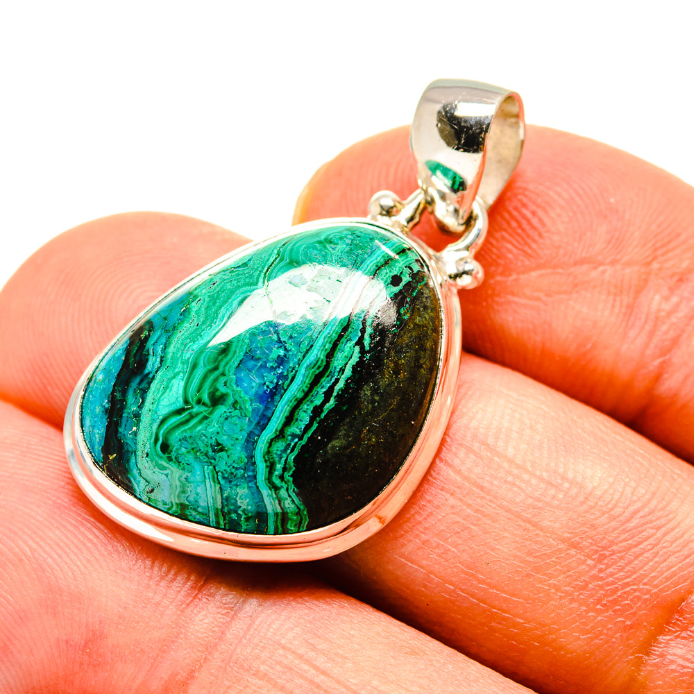 Malachite In Chrysocolla Pendants handcrafted by Anasilvercos - PD757998