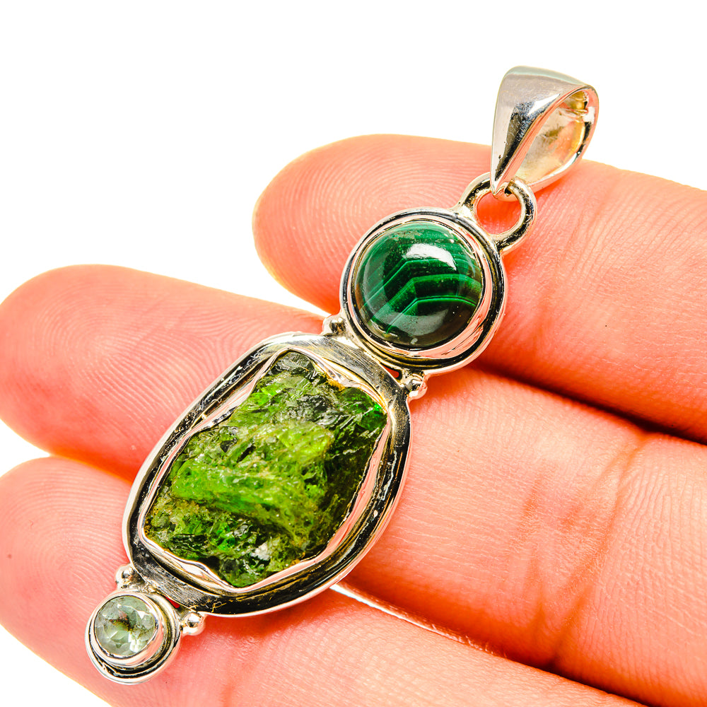 Chrome Diopside Pendants handcrafted by Anasilvercos - PD7580