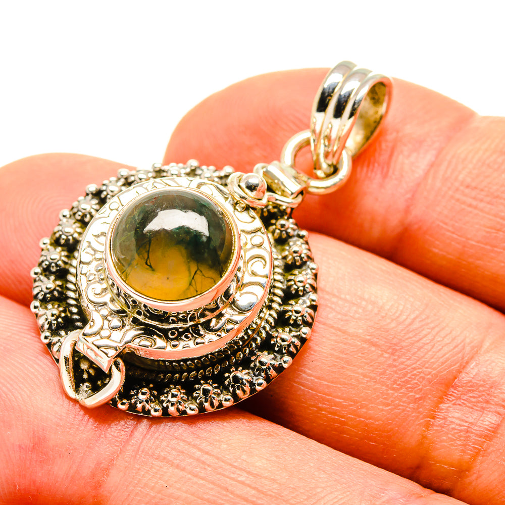 Green Moss Agate Pendants handcrafted by Anasilvercos - PD758005