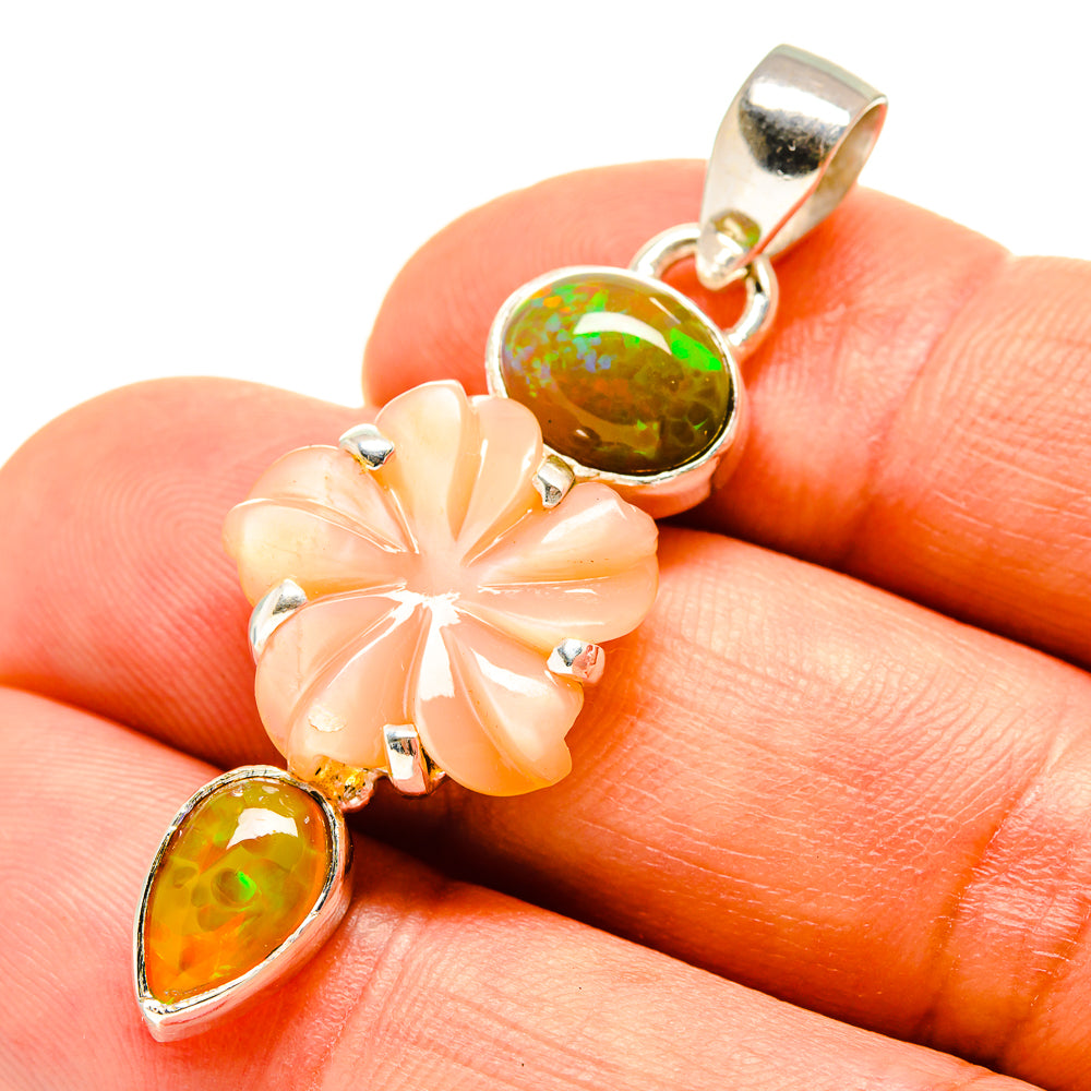 Peach Moonstone Pendants handcrafted by Anasilvercos - PD758011