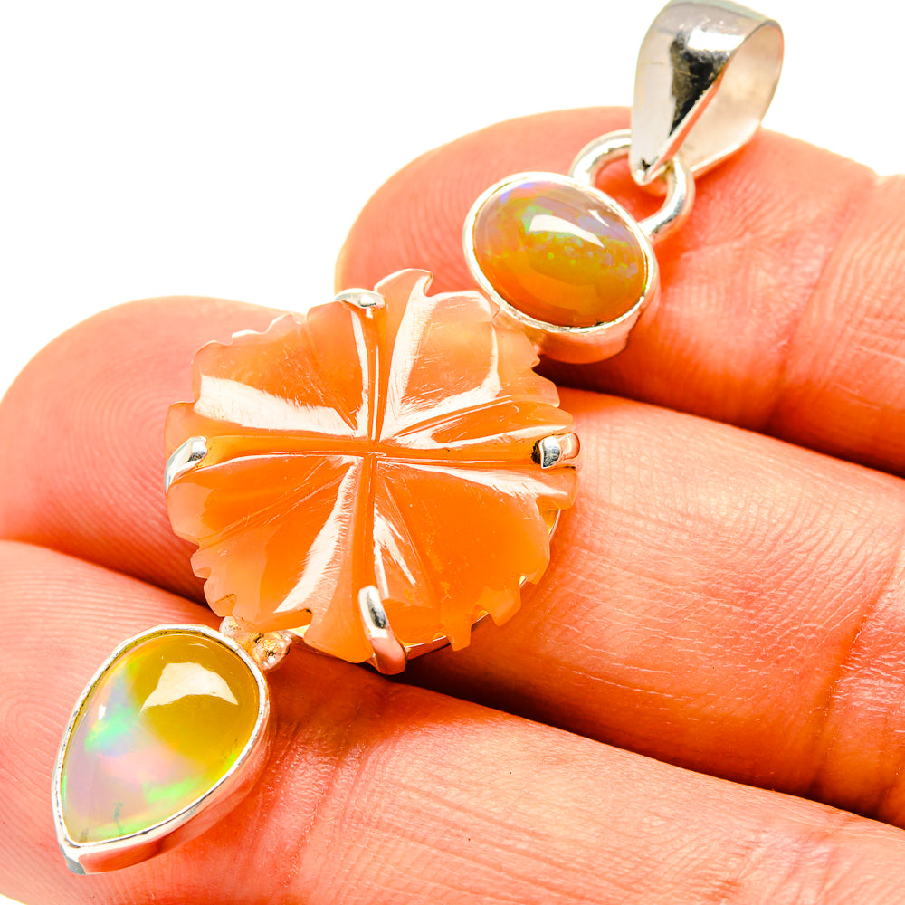 Peach Moonstone Pendants handcrafted by Anasilvercos - PD758012