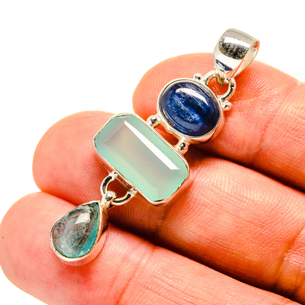 Aqua Chalcedony Pendants handcrafted by Anasilvercos - PD758067