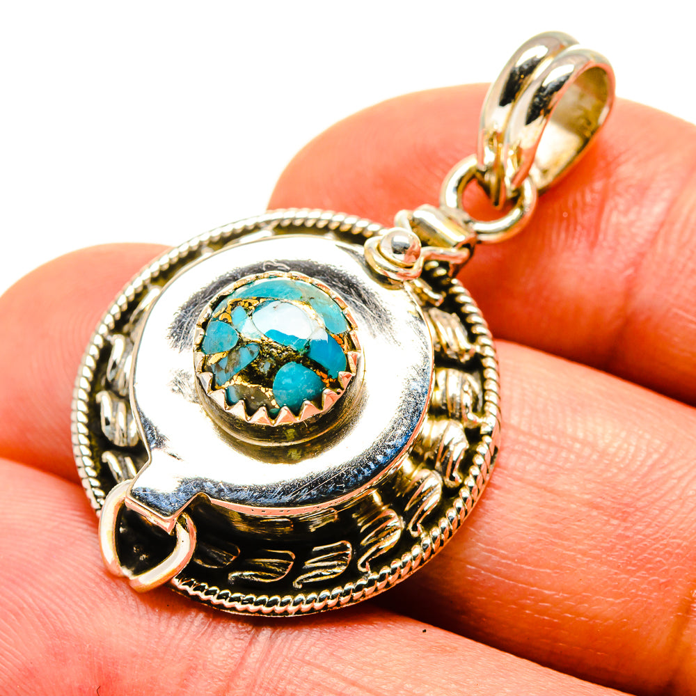 Blue Copper Composite Turquoise Pendants handcrafted by Anasilvercos - PD758117
