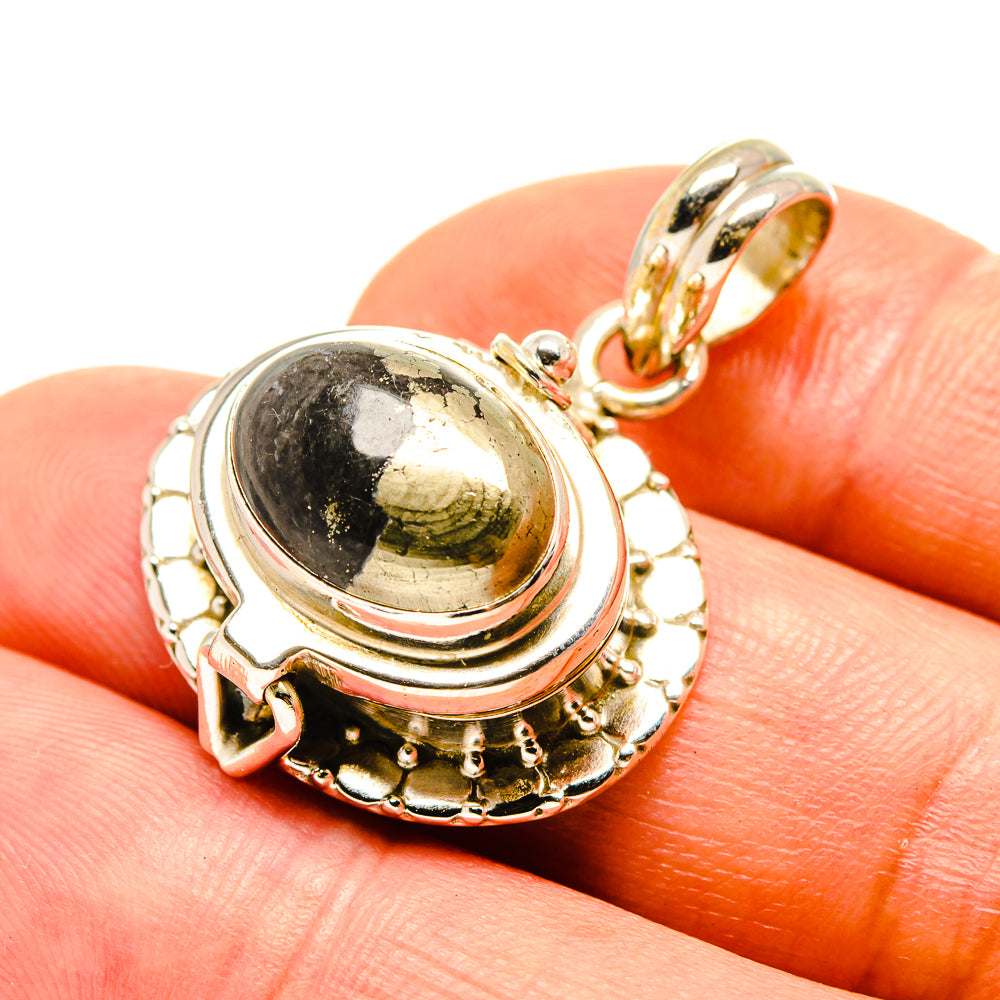 Pyrite In Black Onyx Pendants handcrafted by Anasilvercos - PD758132