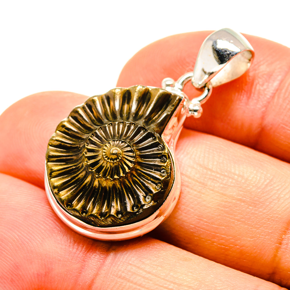Pyrite Fossil Pendants handcrafted by Anasilvercos - PD758134