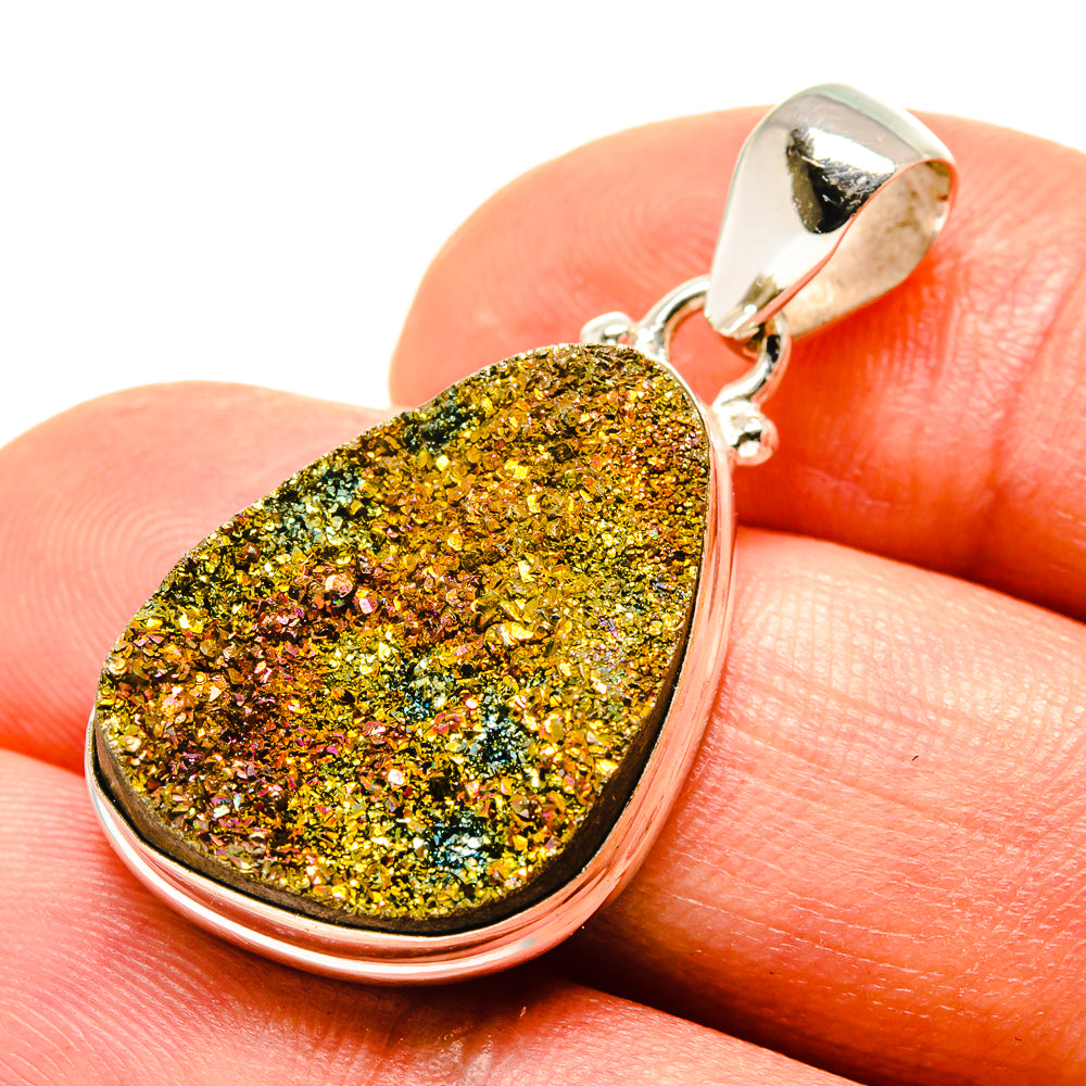 Spectro Pyrite Druzy Pendants handcrafted by Anasilvercos - PD758230