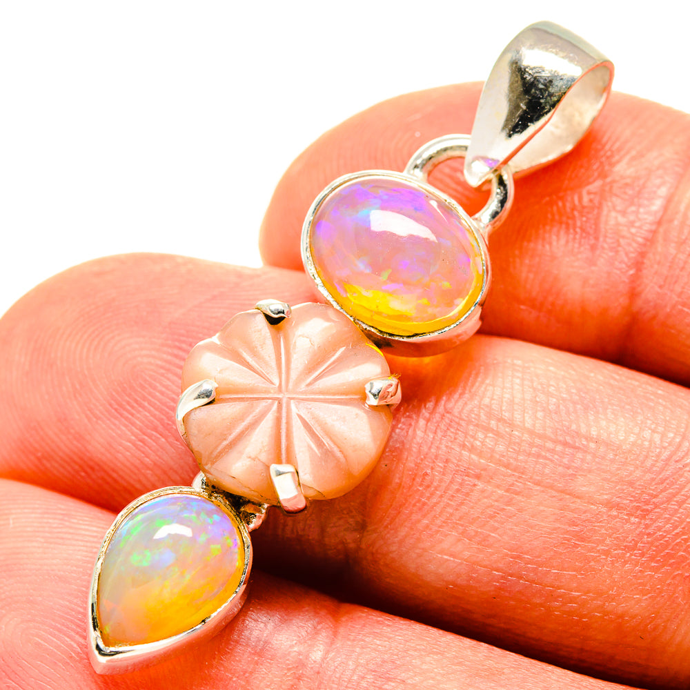 Peach Moonstone Pendants handcrafted by Anasilvercos - PD758268