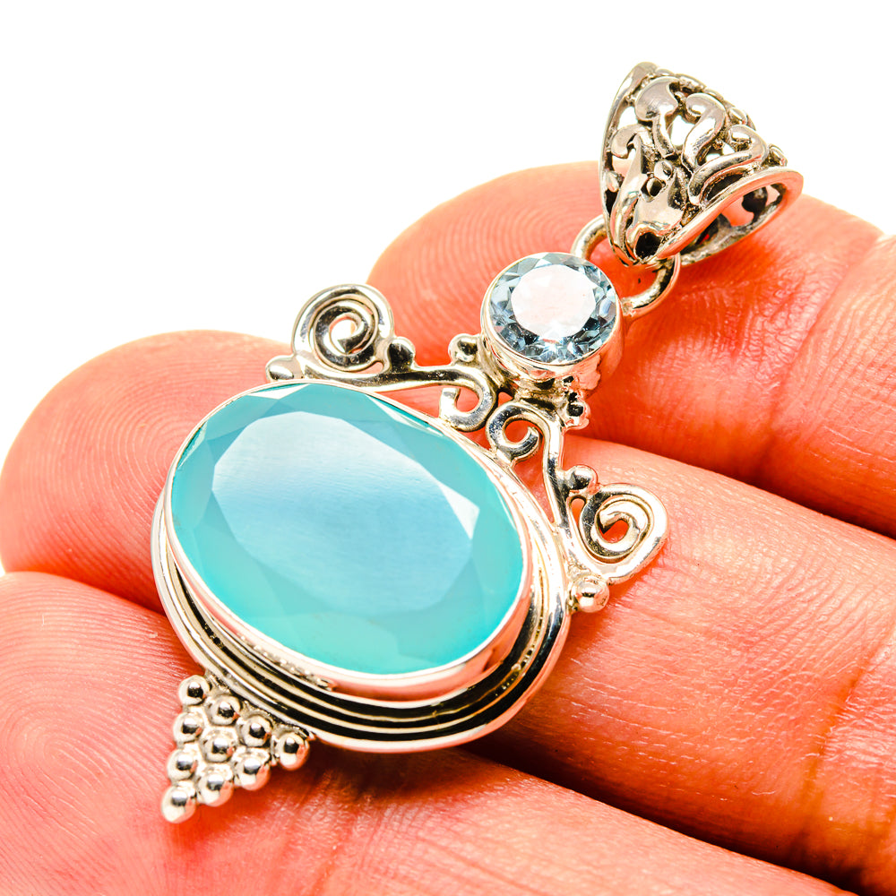 Aqua Chalcedony Pendants handcrafted by Anasilvercos - PD758281