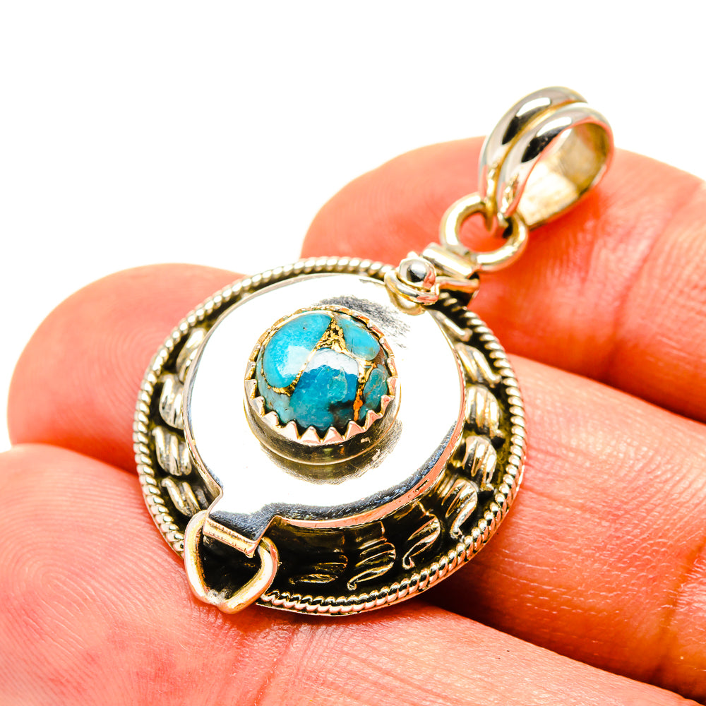 Blue Copper Composite Turquoise Pendants handcrafted by Anasilvercos - PD758312