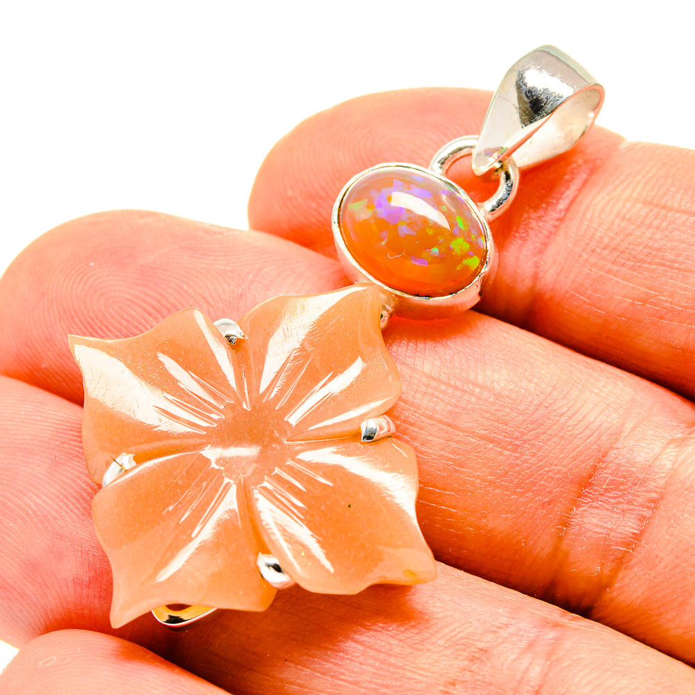 Peach Moonstone Pendants handcrafted by Anasilvercos - PD758340