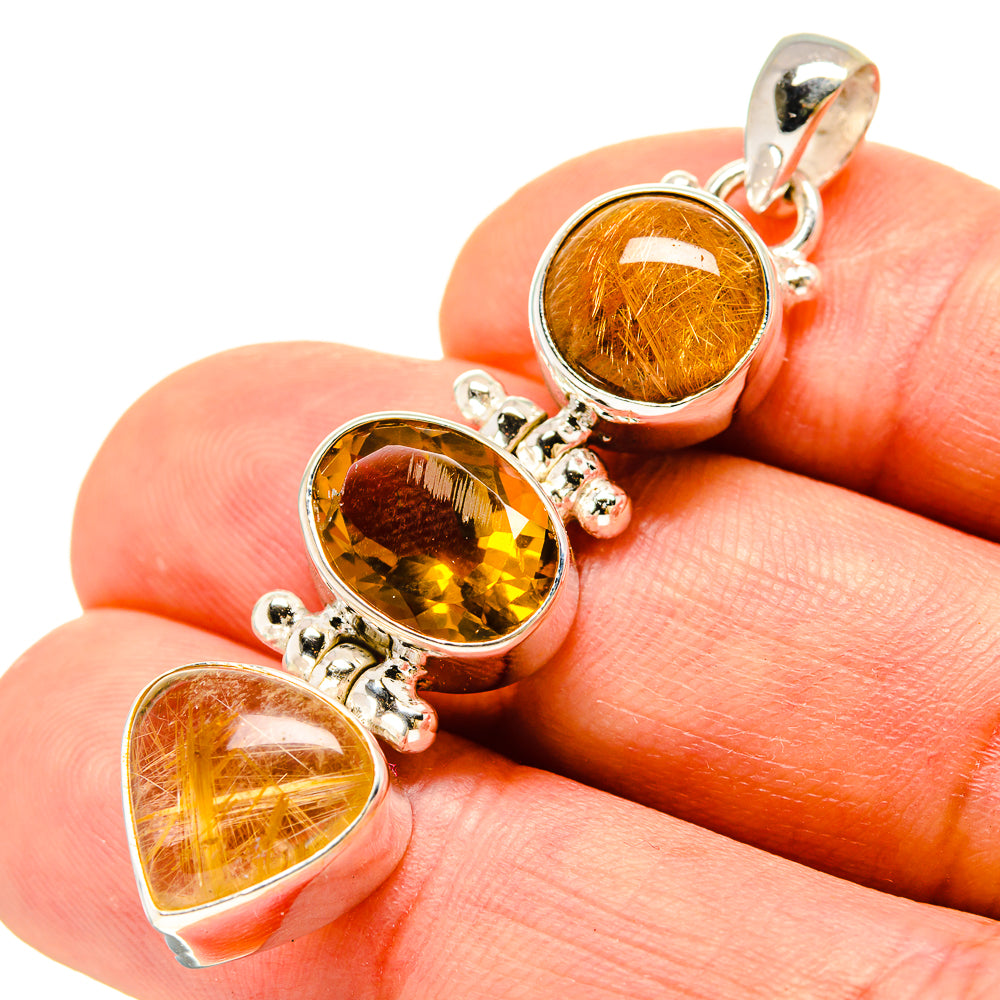 Rutilated Quartz Pendants handcrafted by Anasilvercos - PD758492