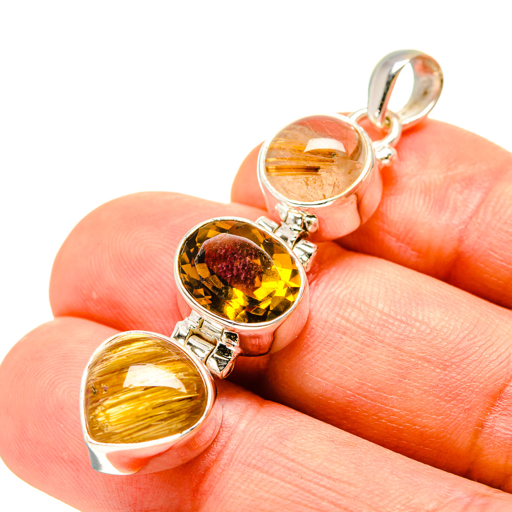 Rutilated Quartz Pendants handcrafted by Anasilvercos - PD758493