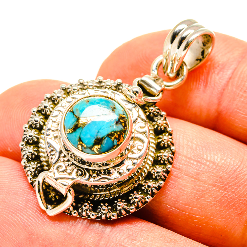Blue Copper Composite Turquoise Pendants handcrafted by Anasilvercos - PD758543