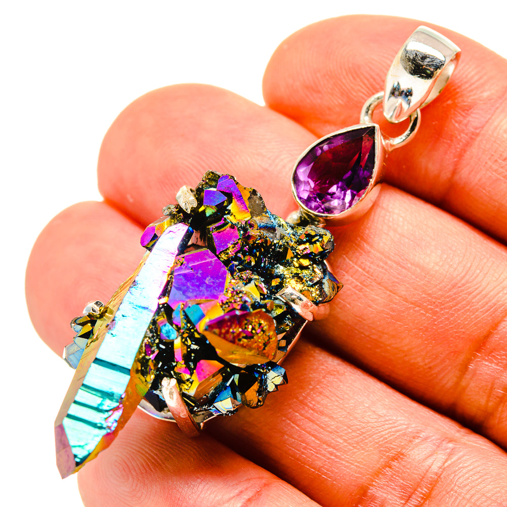 Titanium Sunshine Druzy Pendants handcrafted by Anasilvercos - PD758580