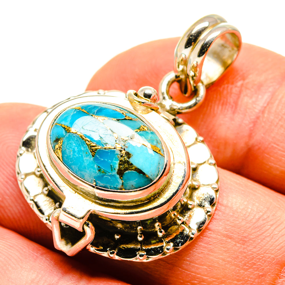 Blue Copper Composite Turquoise Pendants handcrafted by Anasilvercos - PD758710