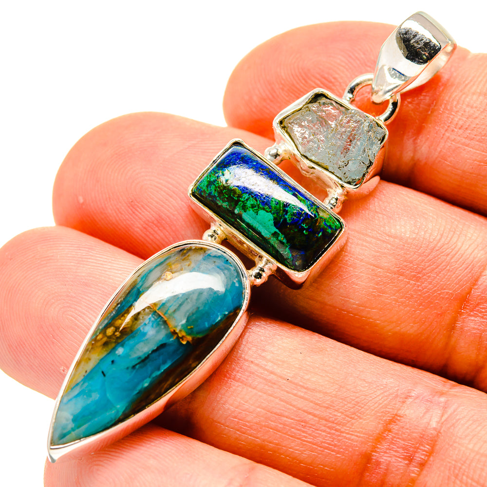 Peruvian Opal, Shattuckite, Aquamarine Pendants handcrafted by Anasilvercos - PD758730