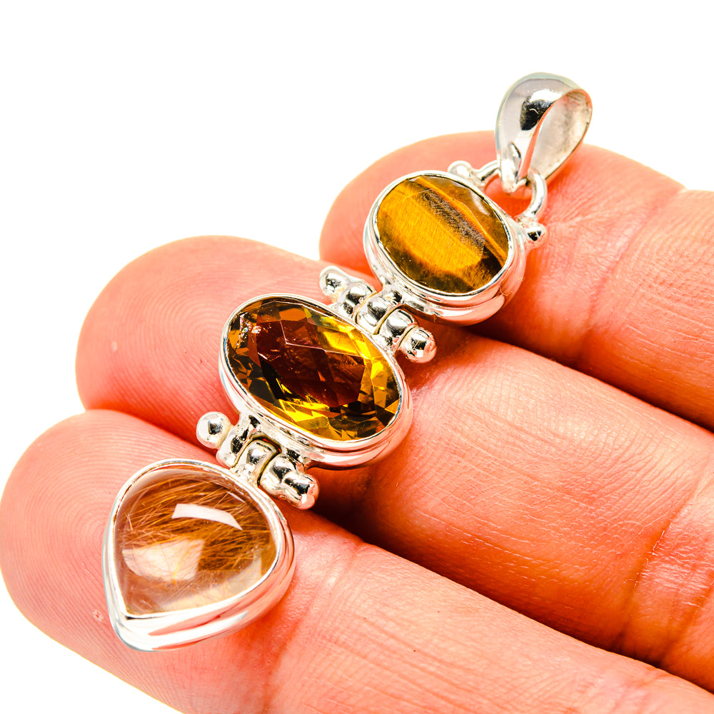 Citrine, Tiger Eye Pendants handcrafted by Anasilvercos - PD758732