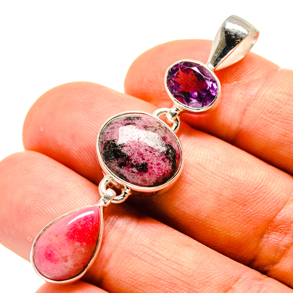 Rhodonite, Rhodochrosite, Amethyst Pendants handcrafted by Anasilvercos - PD758735