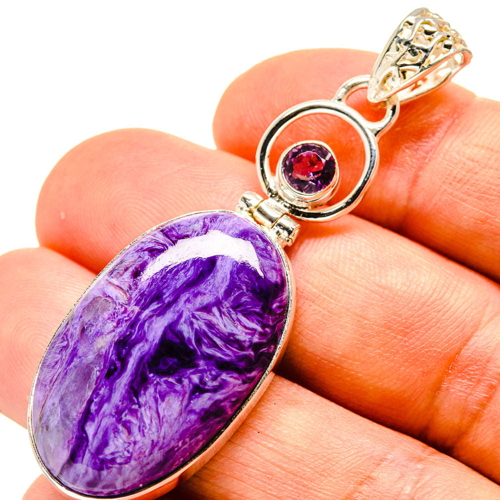 Charoite, Amethyst Pendants handcrafted by Anasilvercos - PD758737
