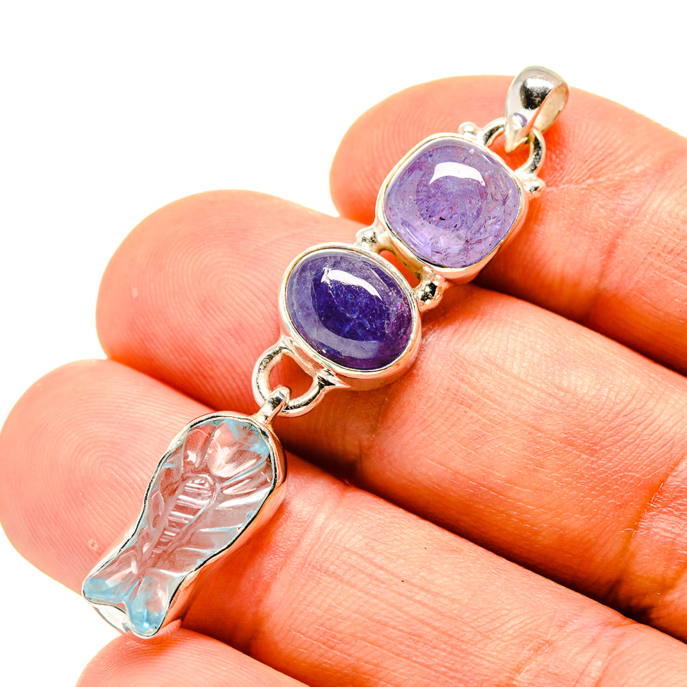 Aquamarine, Tanzanite Pendants handcrafted by Anasilvercos - PD758738