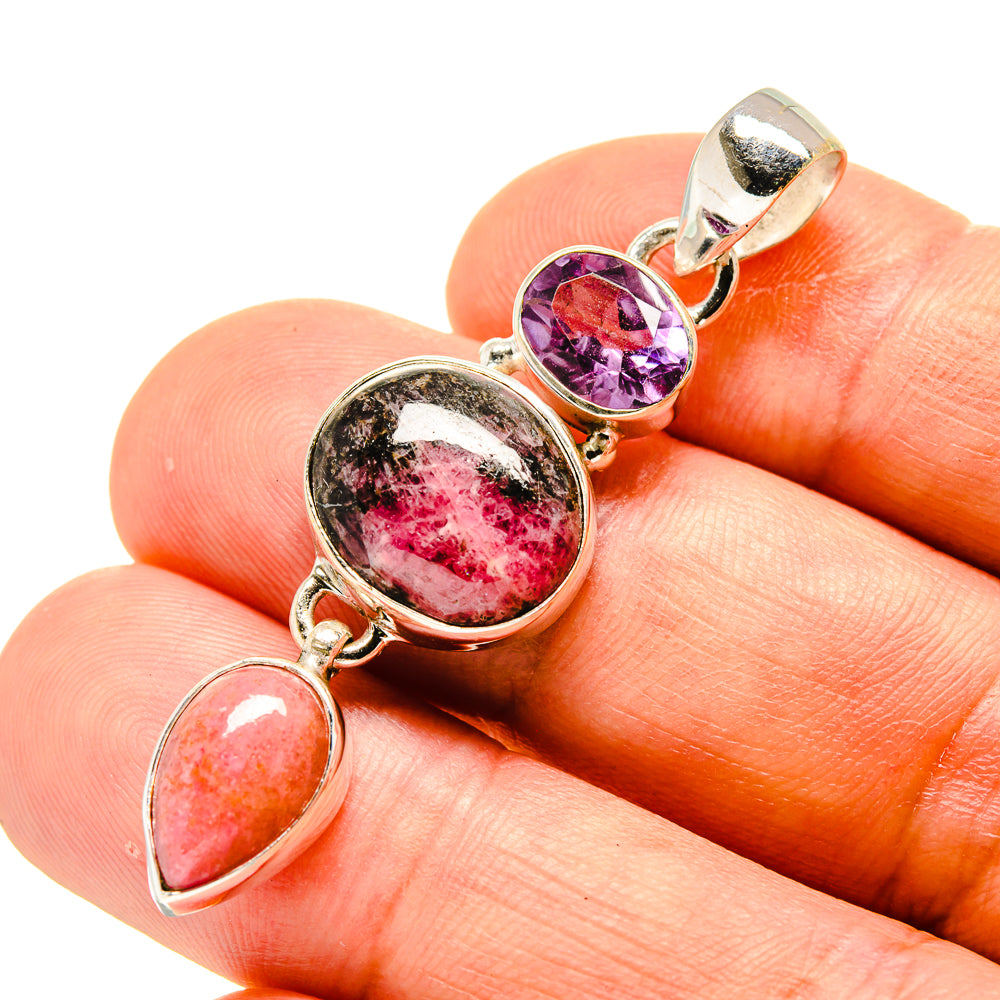 Rhodonite, Rhodochrosite, Amethyst Pendants handcrafted by Anasilvercos - PD758740