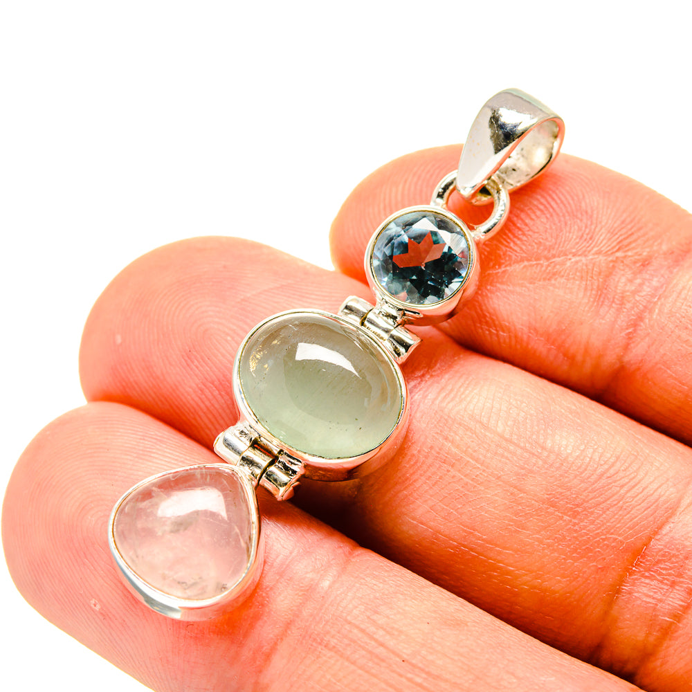 Blue Fluorite, Rose Quartz, Blue Topaz Pendants handcrafted by Anasilvercos - PD758745